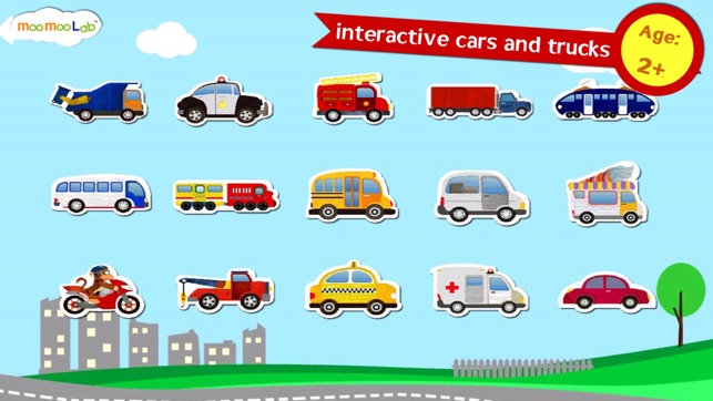 汽车, 卡车, 消防车 - 儿童益智游戏 , 图画, 拼图活动. 完整版 (英语, 国語)