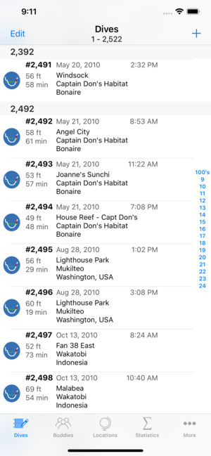 Dive Log